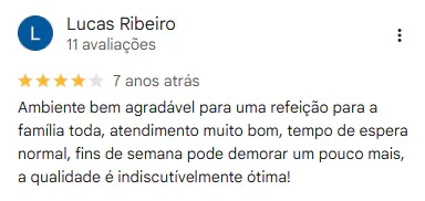 Avaliação do Google da unidade Guatupê, 10 de 11