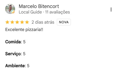 Avaliação do Google da unidade Guatupê, 5 de 11