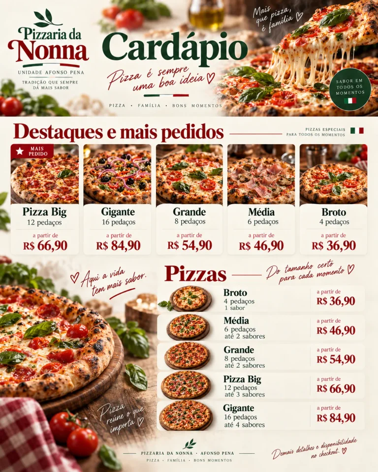 Cardápio da unidade Afonso Pena, página 1 de 4